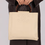 Chanel 1997 Vanilla Caviar Acrylic Wood Tote - FashioNica