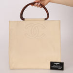 Chanel 1997 Vanilla Caviar Acrylic Wood Tote - FashioNica