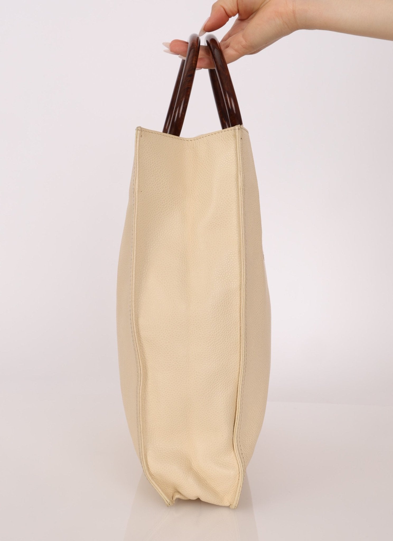 Chanel 1997 Vanilla Caviar Acrylic Wood Tote - FashioNica