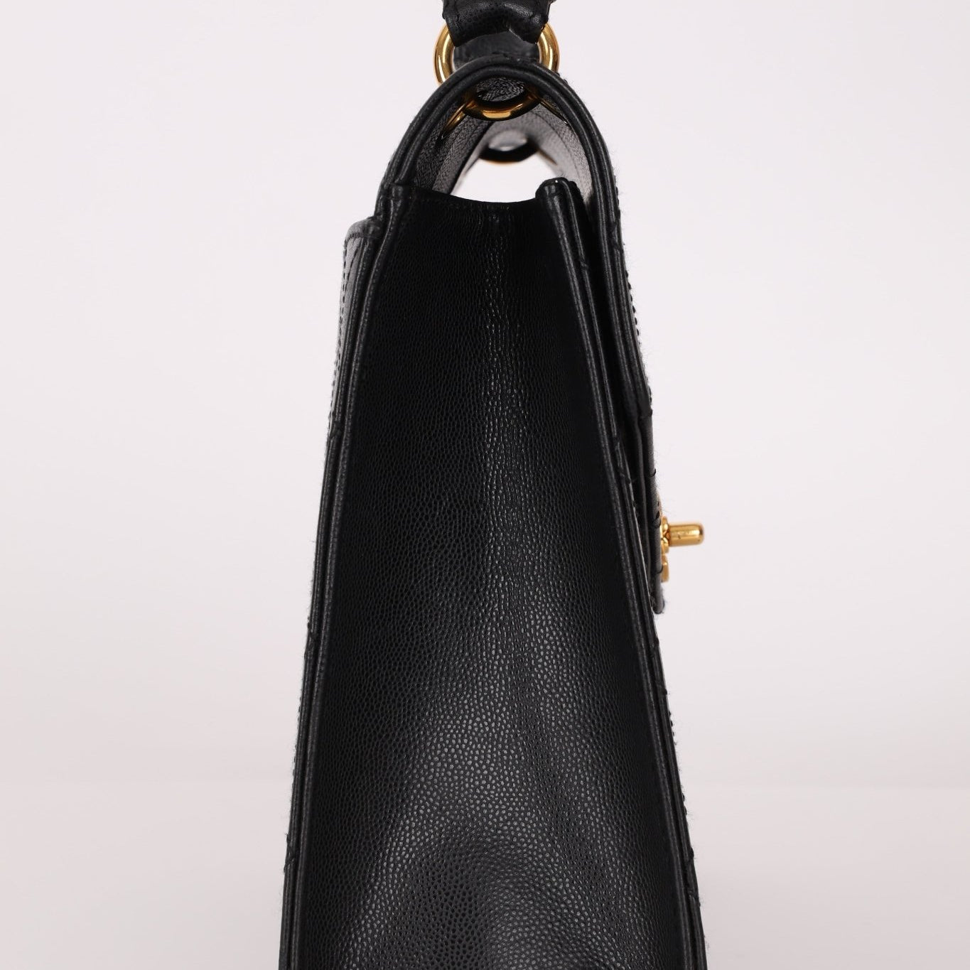 Chanel 1998 Caviar Turnlock Kelly Envelope Top Handle 24K GP - FashioNica
