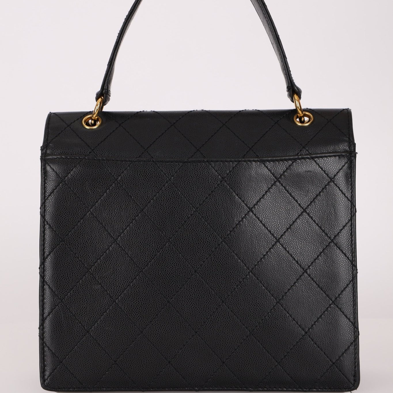 Chanel 1998 Caviar Turnlock Kelly Envelope Top Handle 24K GP - FashioNica