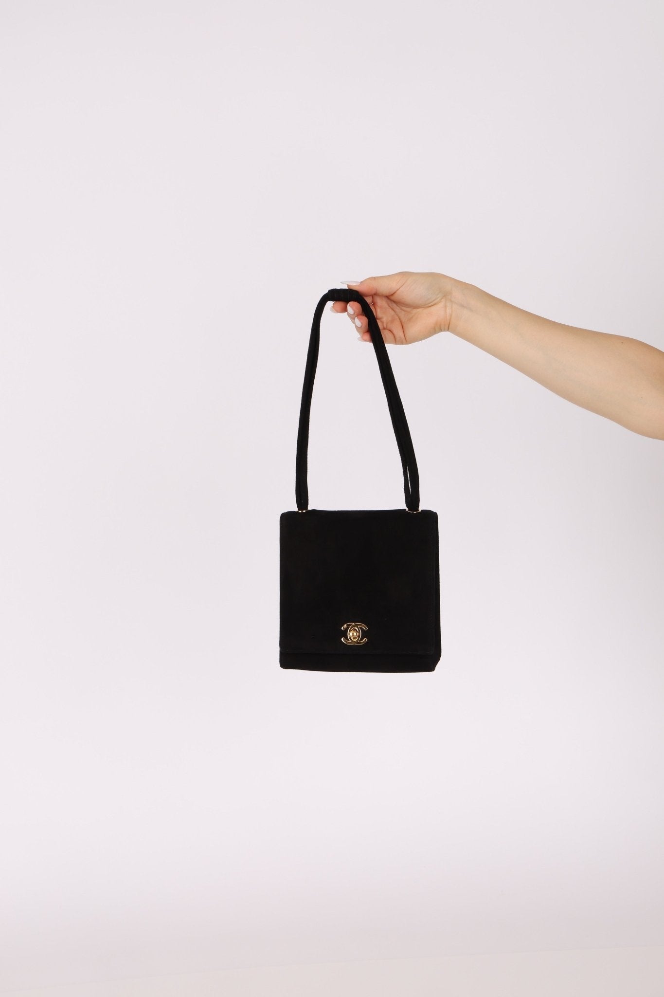 Chanel 1998 Multi Strap Microsuede Turn - Lock Flap Bag 24k GP - FashioNica