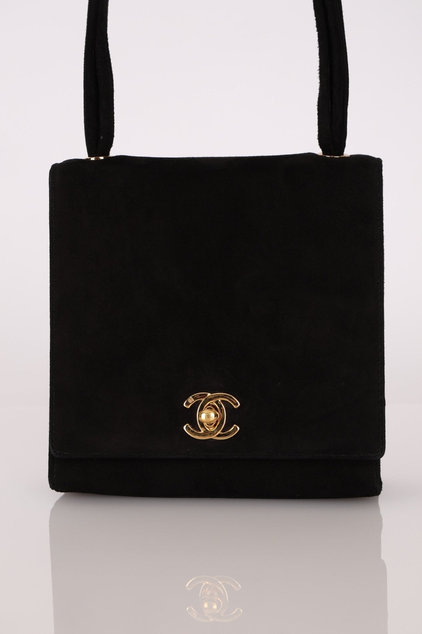 Chanel 1998 Multi Strap Microsuede Turn - Lock Flap Bag 24k GP - FashioNica
