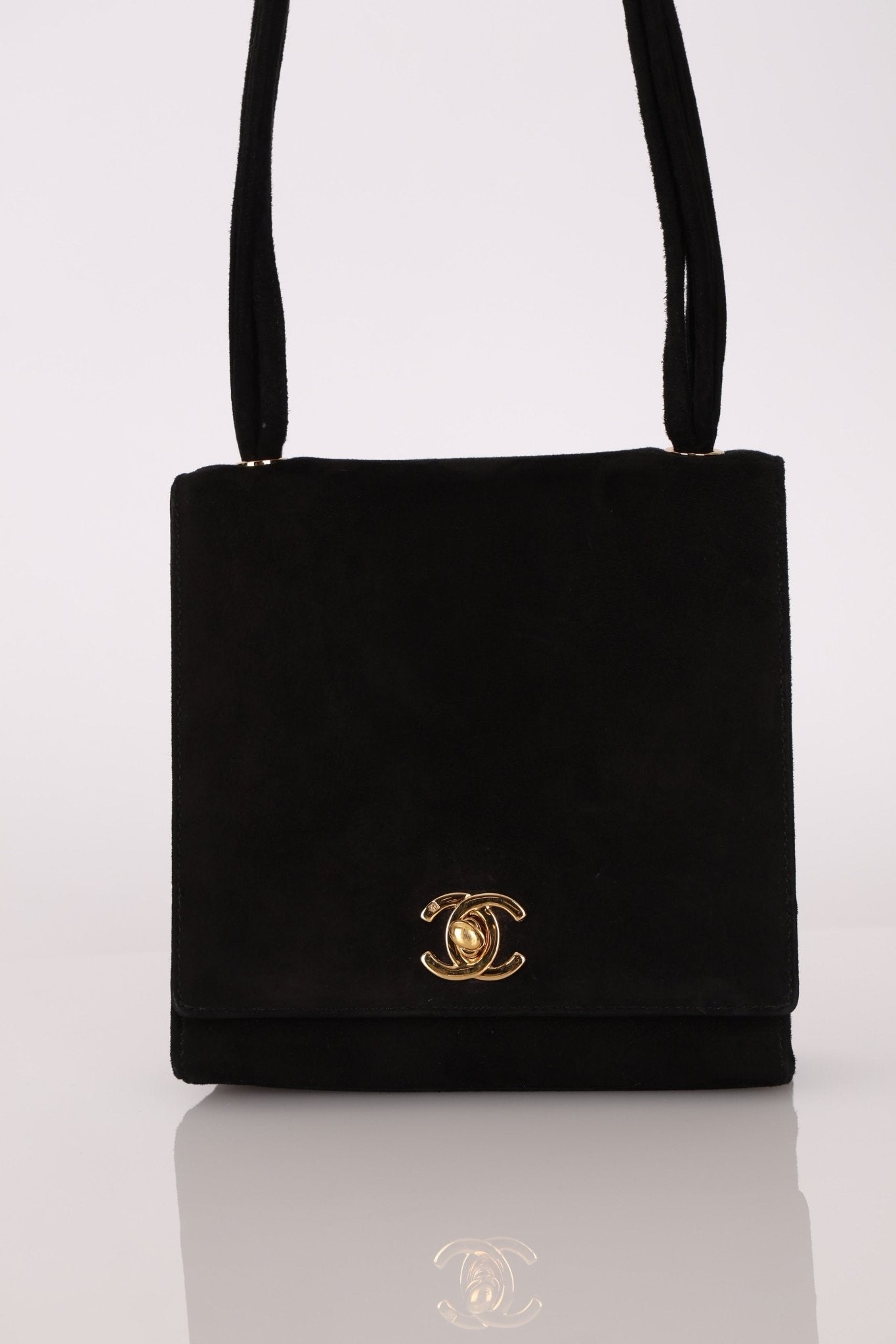 Chanel 1998 Multi Strap Microsuede Turn - Lock Flap Bag 24k GP - FashioNica