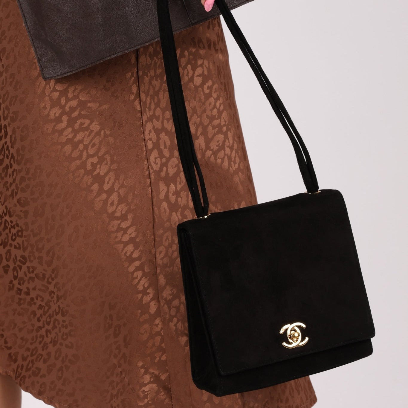 Chanel 1998 Multi Strap Microsuede Turn - Lock Flap Bag 24k GP - FashioNica