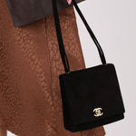 Chanel 1998 Multi Strap Microsuede Turn - Lock Flap Bag 24k GP - FashioNica