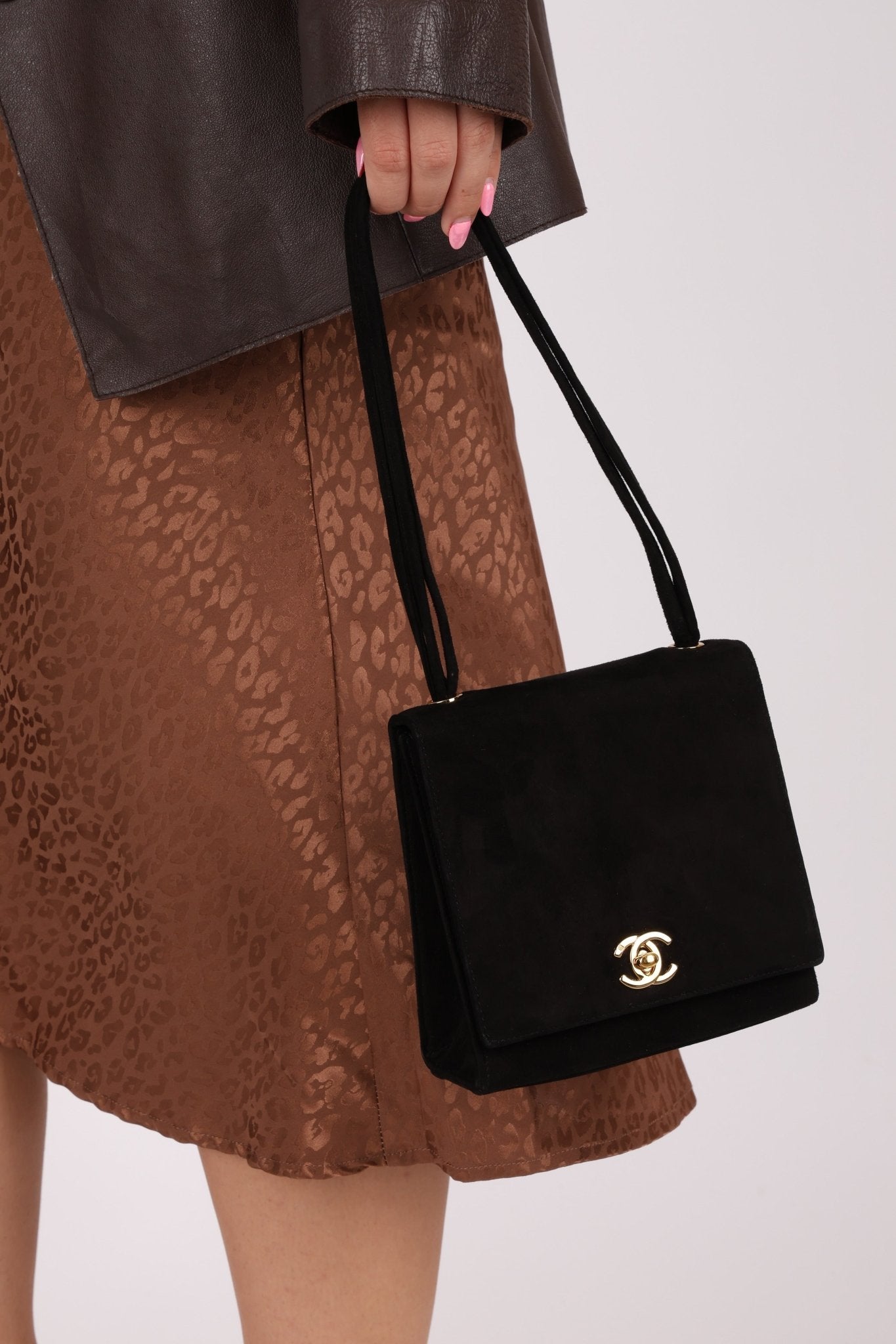 Chanel 1998 Multi Strap Microsuede Turn - Lock Flap Bag 24k GP - FashioNica