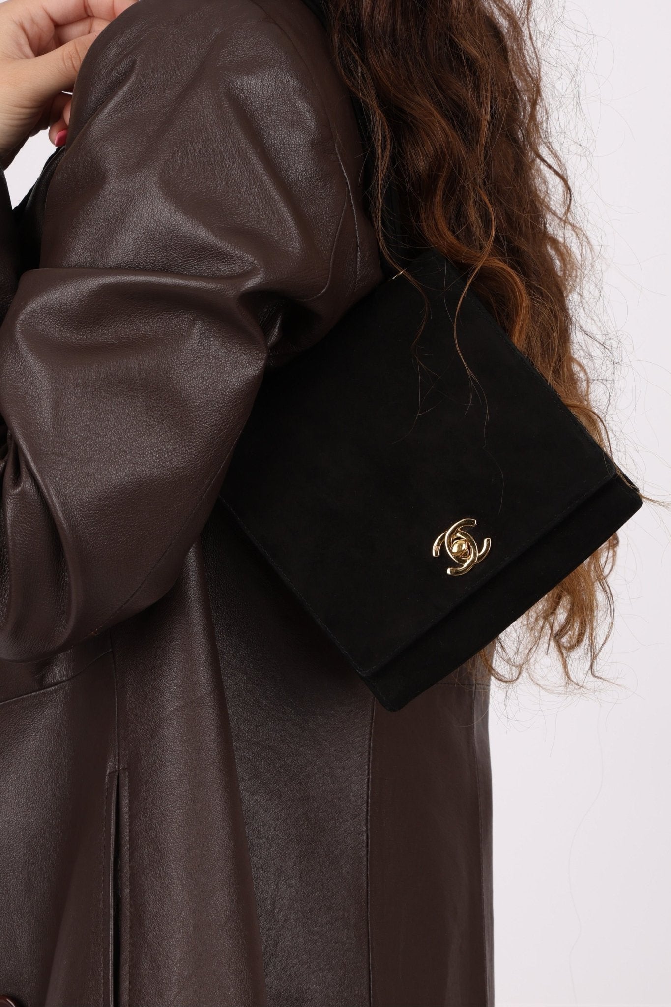 Chanel 1998 Multi Strap Microsuede Turn - Lock Flap Bag 24k GP - FashioNica