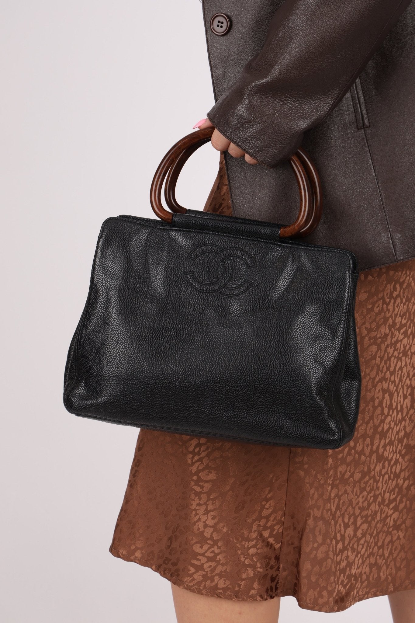 Chanel 1998 Resin Wood Caviar Timeless Tote 24k GP - FashioNica