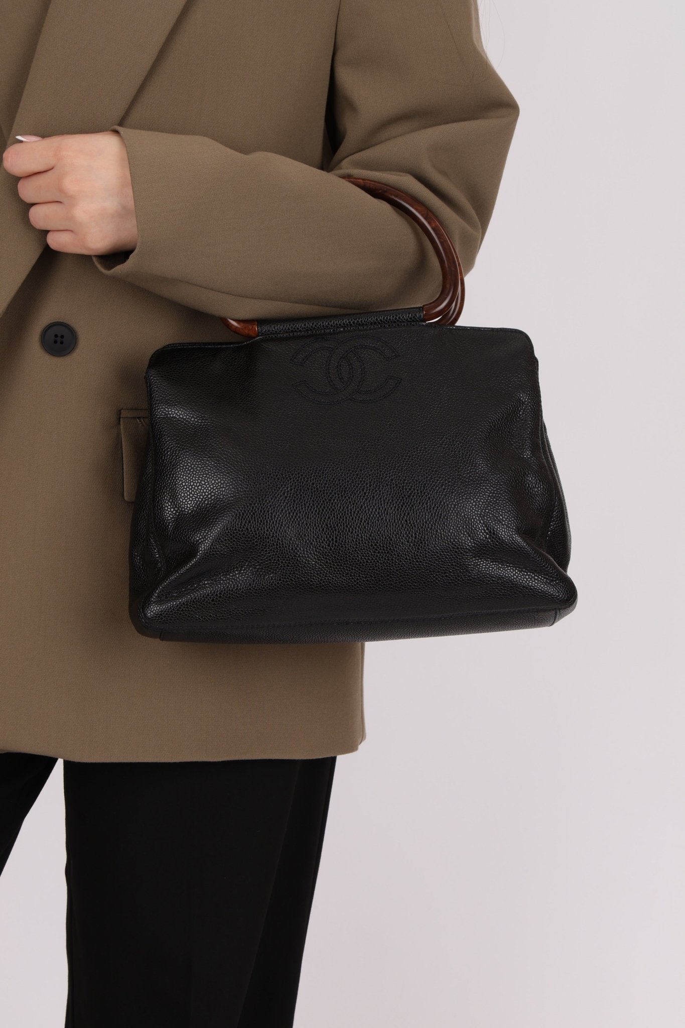 Chanel 1998 Resin Wood Caviar Timeless Tote 24k GP - FashioNica