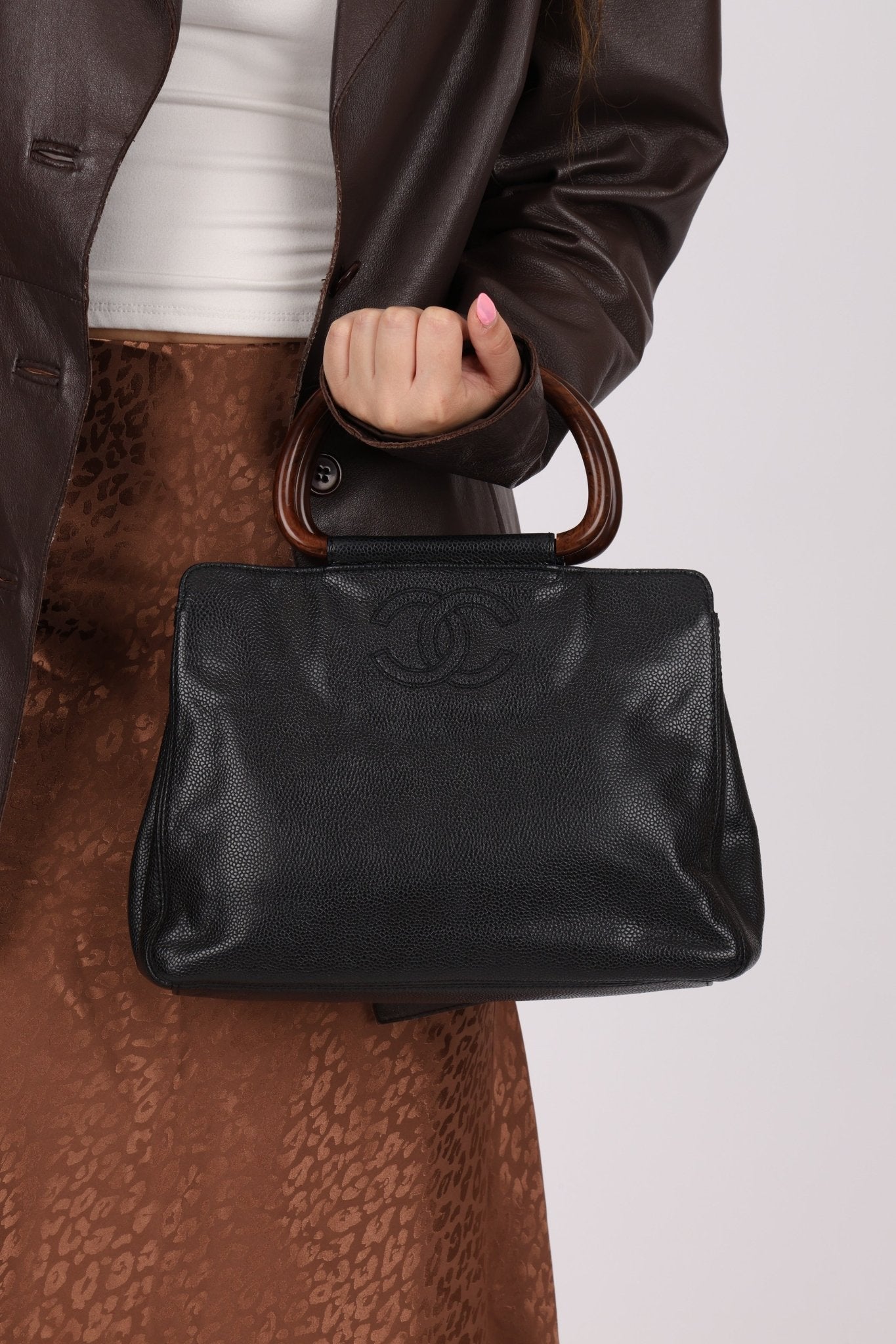 Chanel 1998 Resin Wood Caviar Timeless Tote 24k GP - FashioNica