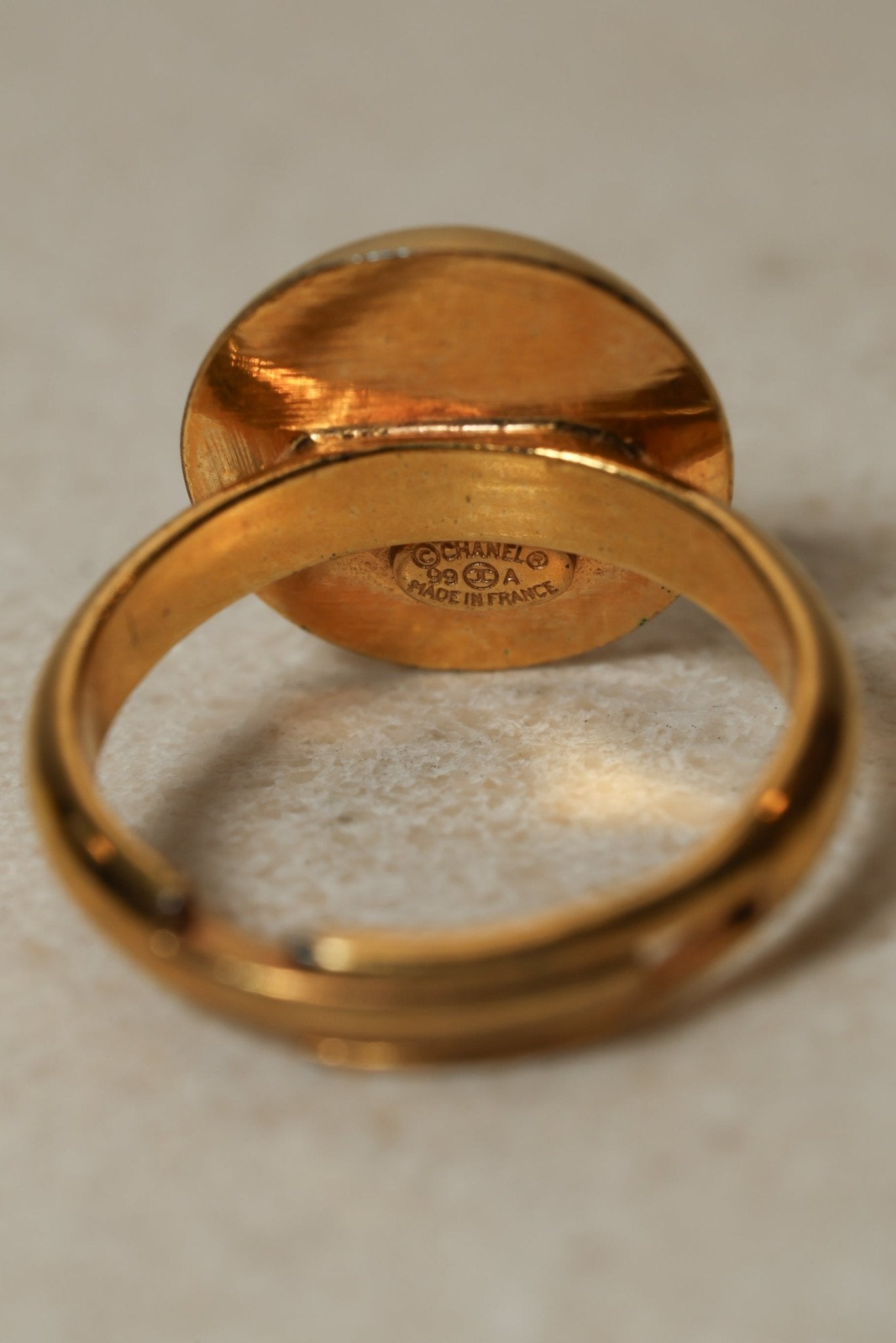 Chanel 1999 CC Signet Gold Ring 24K GP - FashioNica