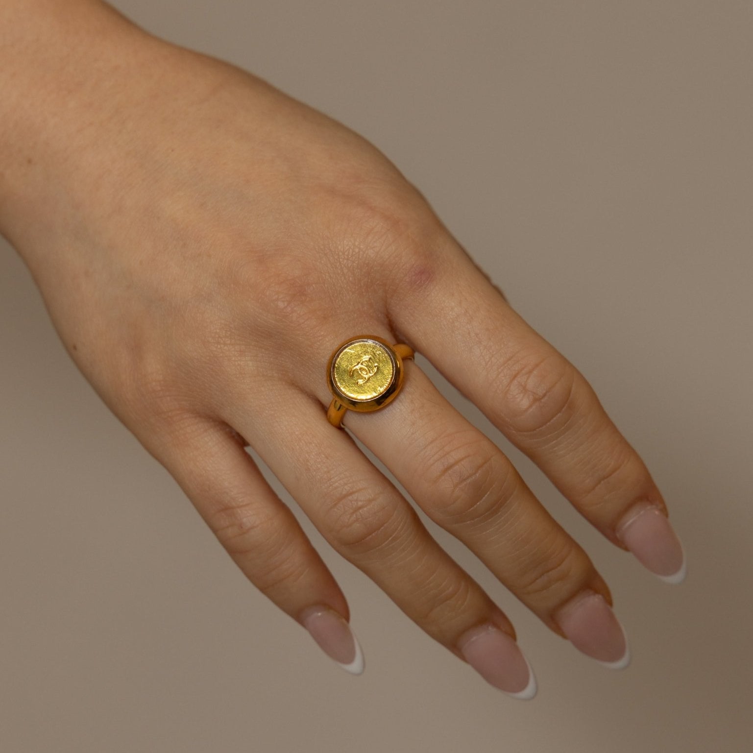 Chanel 1999 CC Signet Gold Ring 24K GP - FashioNica