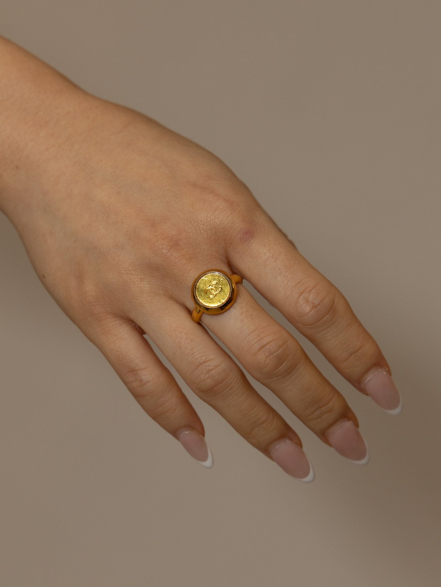 Chanel 1999 CC Signet Gold Ring 24K GP - FashioNica