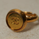 Chanel 1999 CC Signet Gold Ring 24K GP - FashioNica
