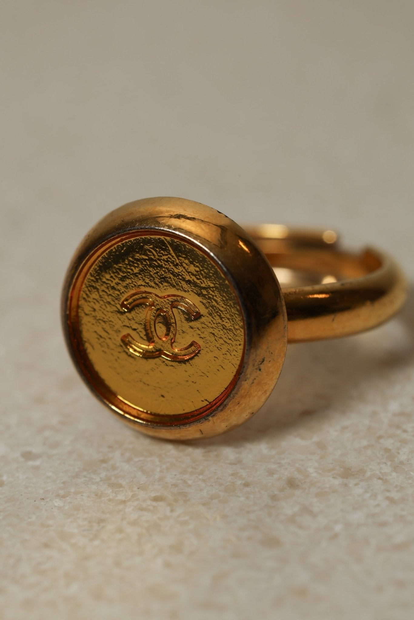 Chanel 1999 CC Signet Gold Ring 24K GP - FashioNica