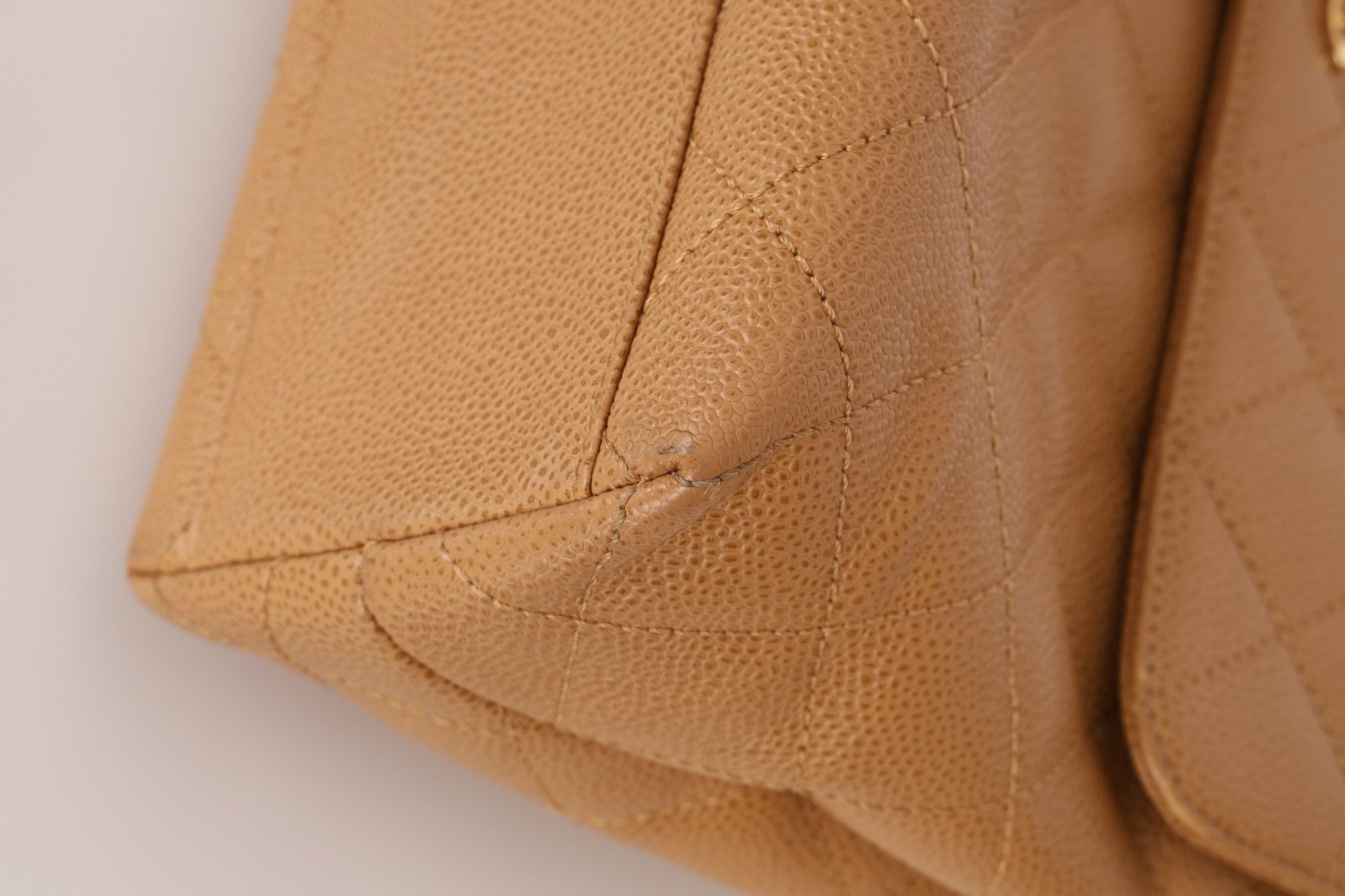 Chanel 2000 Beige Caviar Kelly Top Handle 24K GP - FashioNica