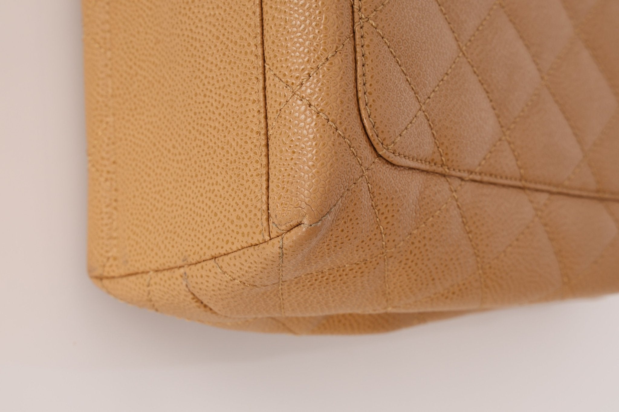 Chanel 2000 Beige Caviar Kelly Top Handle 24K GP - FashioNica