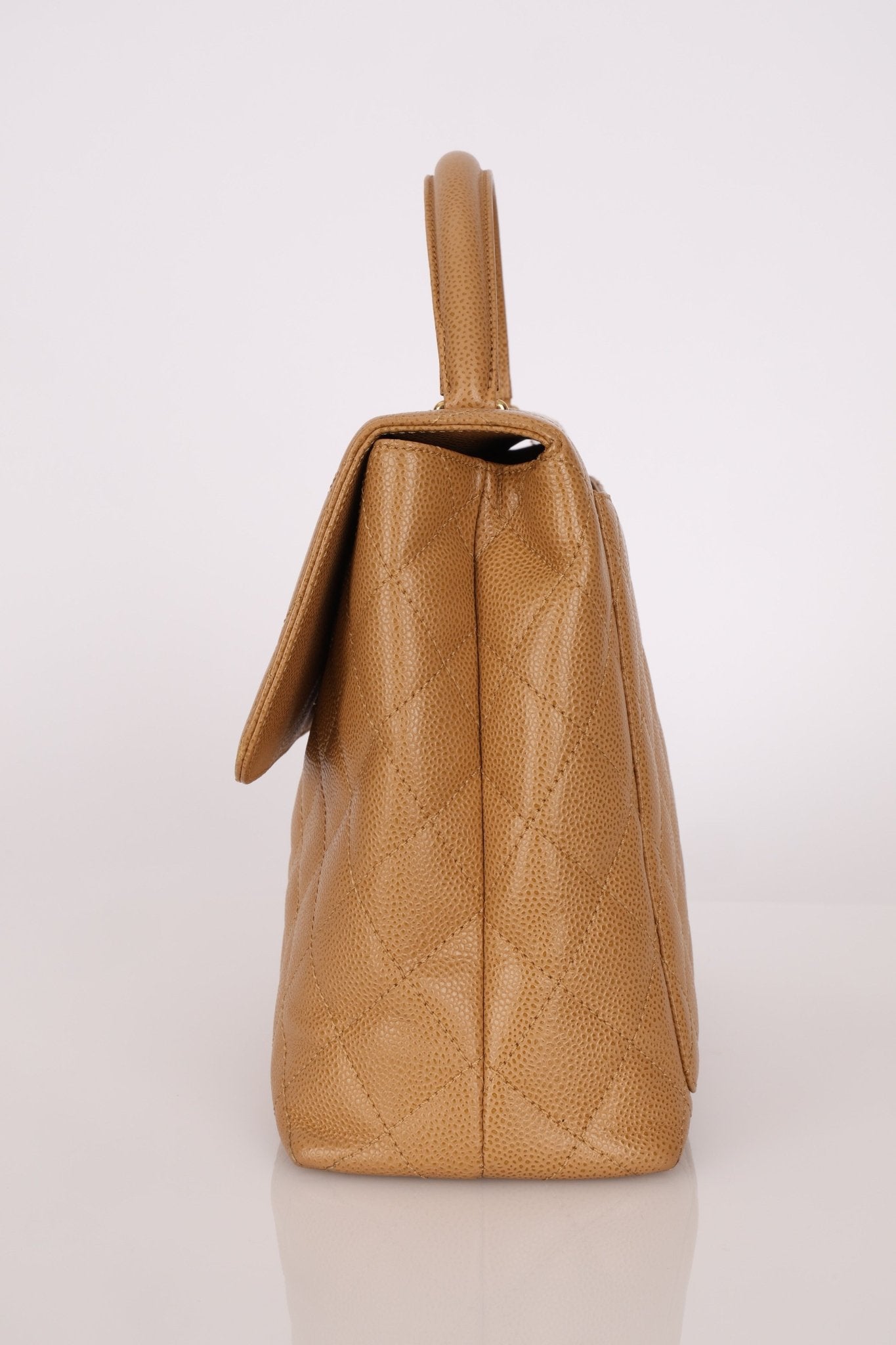 Chanel 2000 Beige Caviar Kelly Top Handle 24K GP - FashioNica