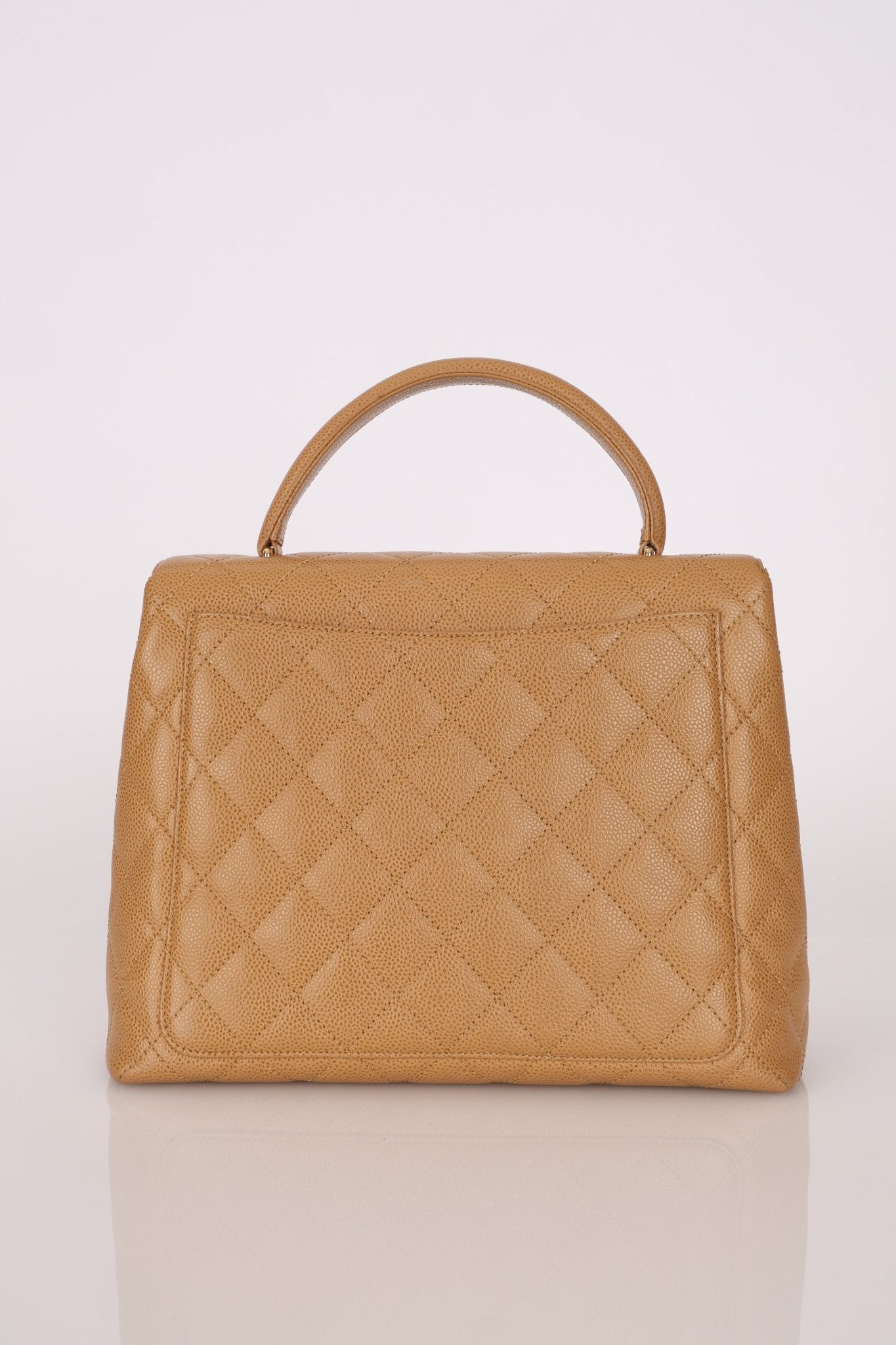 Chanel 2000 Beige Caviar Kelly Top Handle 24K GP - FashioNica