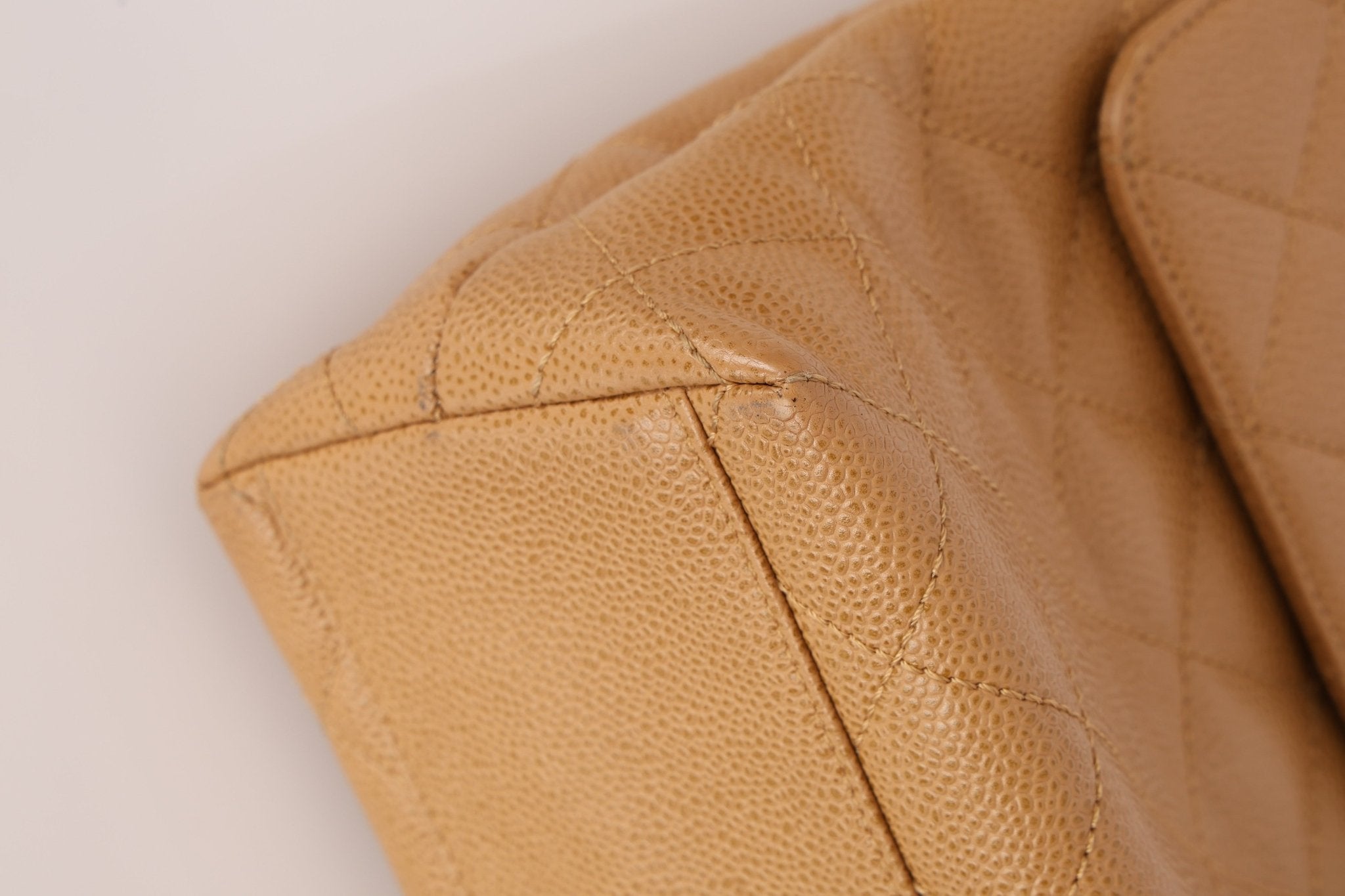 Chanel 2000 Beige Caviar Kelly Top Handle 24K GP - FashioNica