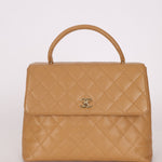 Chanel 2000 Beige Caviar Kelly Top Handle 24K GP - FashioNica