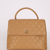 Chanel 2000 Beige Caviar Kelly Top Handle 24K GP - FashioNica