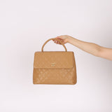 Chanel 2000 Beige Caviar Kelly Top Handle 24K GP - FashioNica