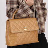 Chanel 2000 Beige Caviar Kelly Top Handle 24K GP - FashioNica