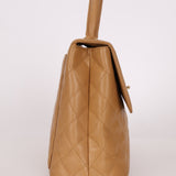 Chanel 2000 Beige Caviar Kelly Top Handle 24K GP - FashioNica