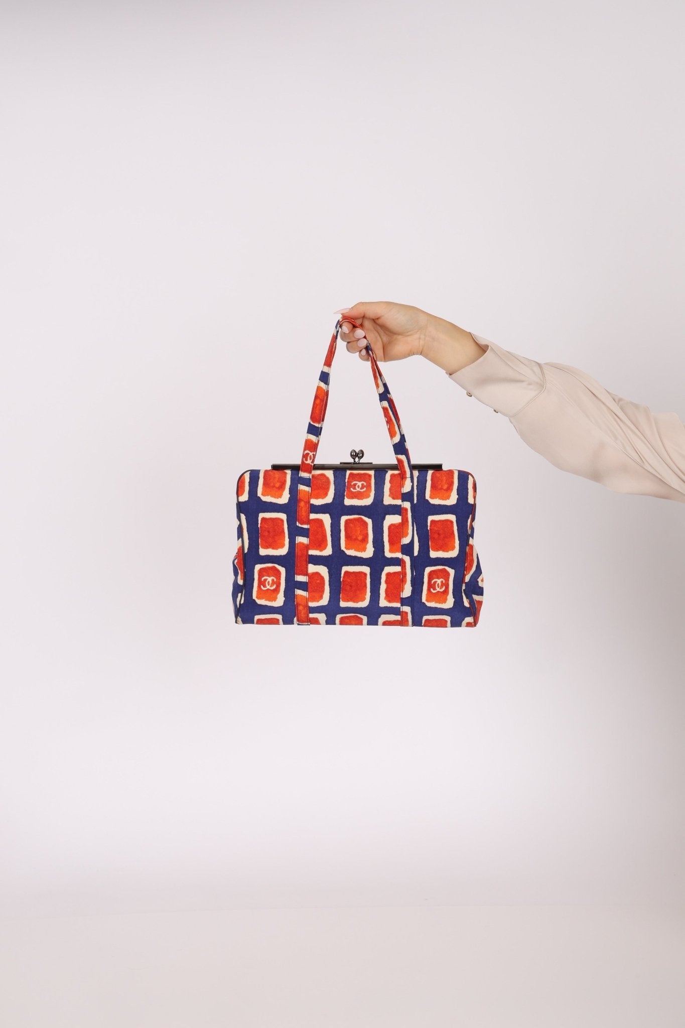 Chanel 2000 Canvas Kisslock Tote Bag - FashioNica