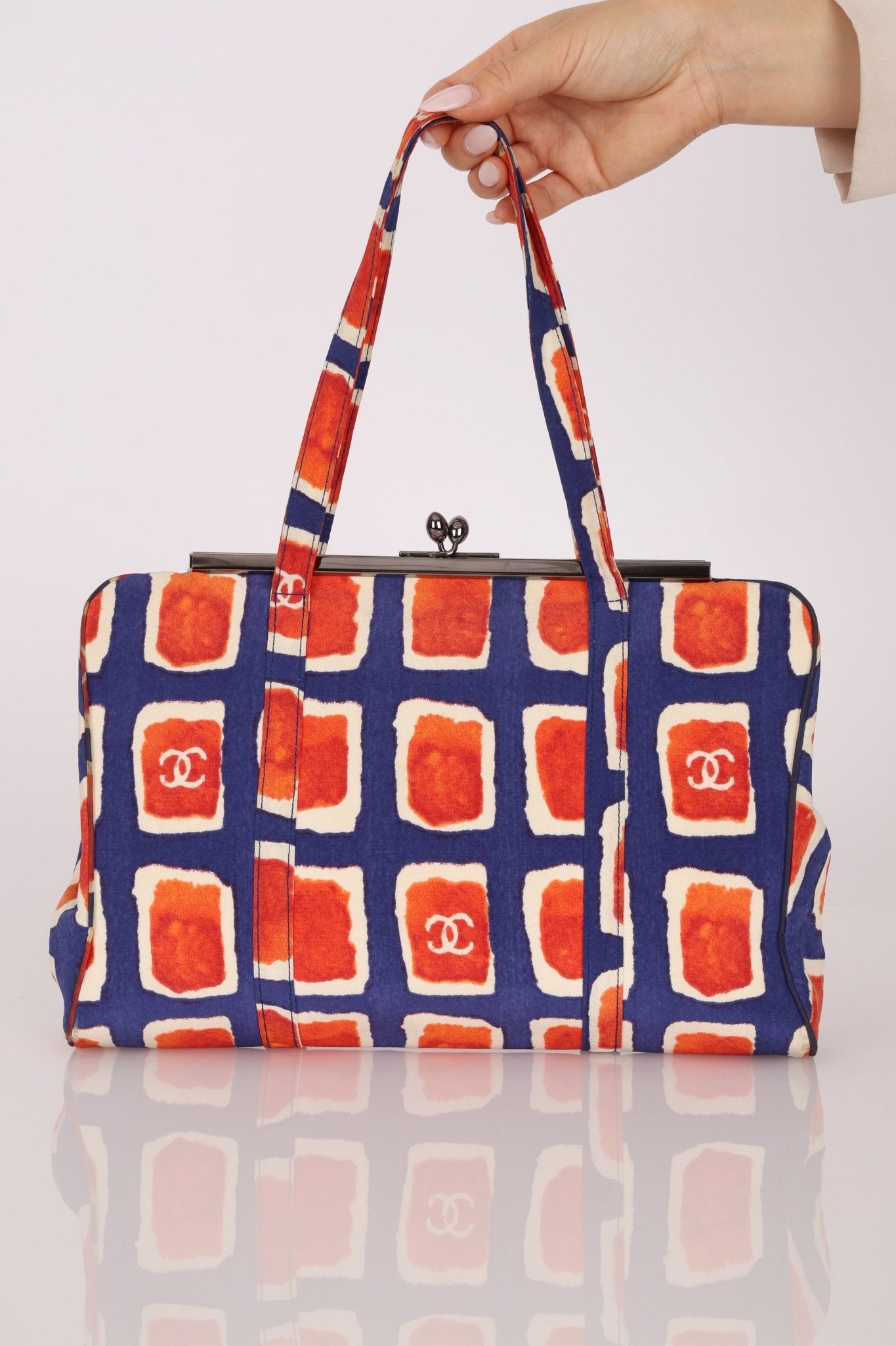 Chanel 2000 Canvas Kisslock Tote Bag - FashioNica