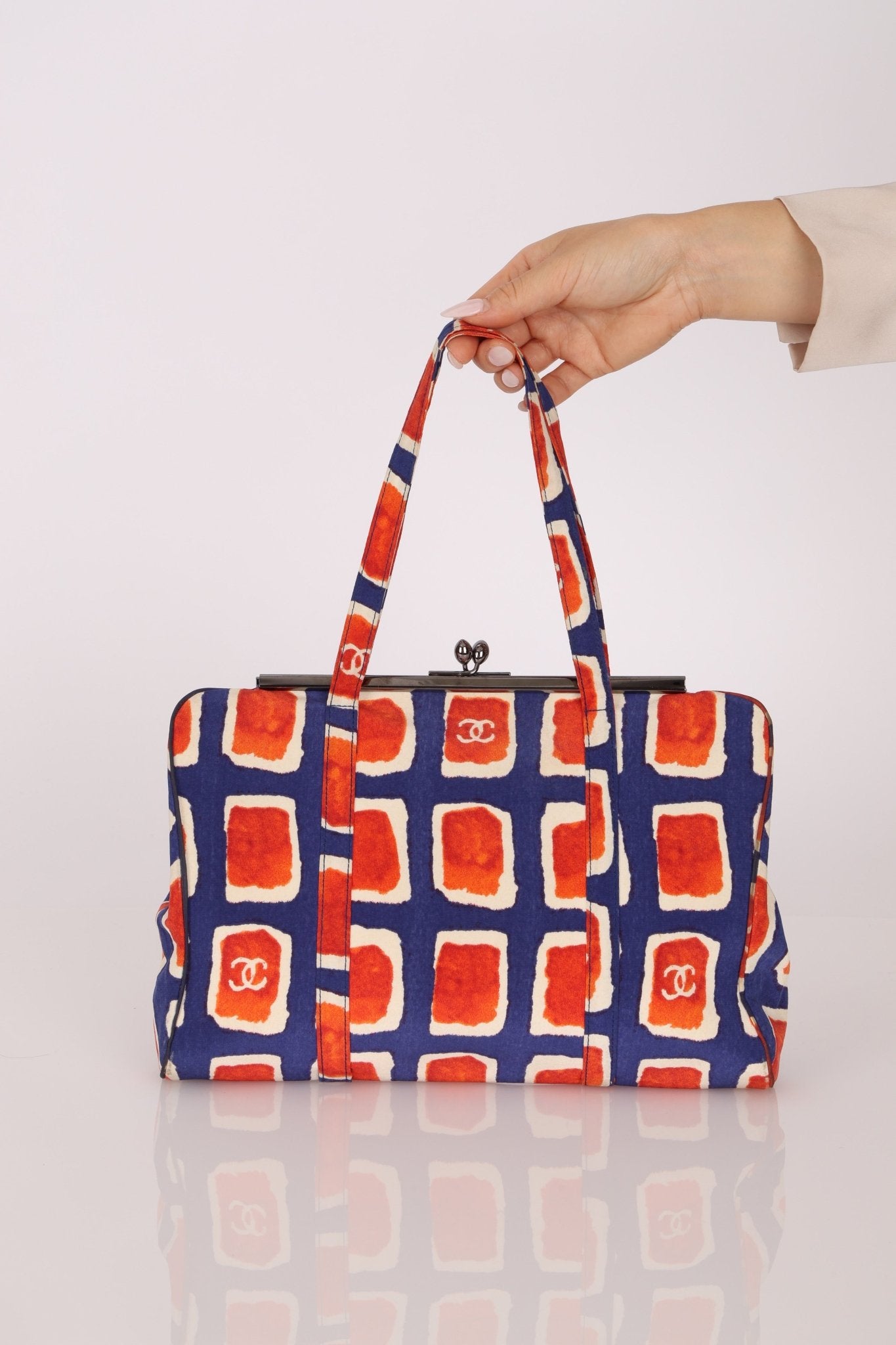 Chanel 2000 Canvas Kisslock Tote Bag - FashioNica