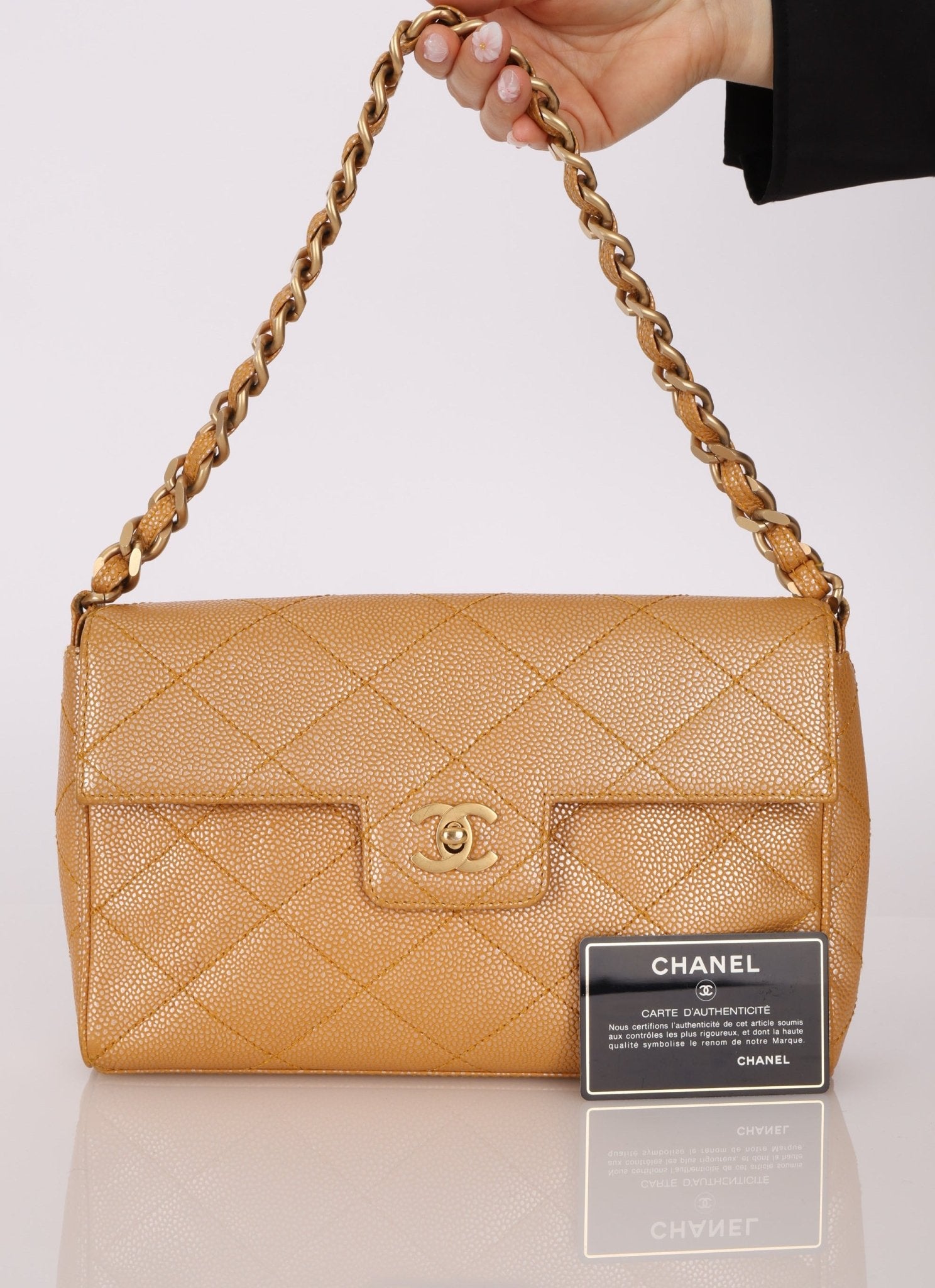 Chanel 2000 Caramel Caviar Single Flap - FashioNica