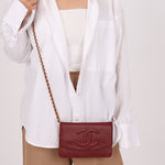 Chanel 2000 Caviar Bordeaux Wallet on Chain Matte GHW - FashioNica