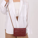 Chanel 2000 Caviar Bordeaux Wallet on Chain Matte GHW - FashioNica