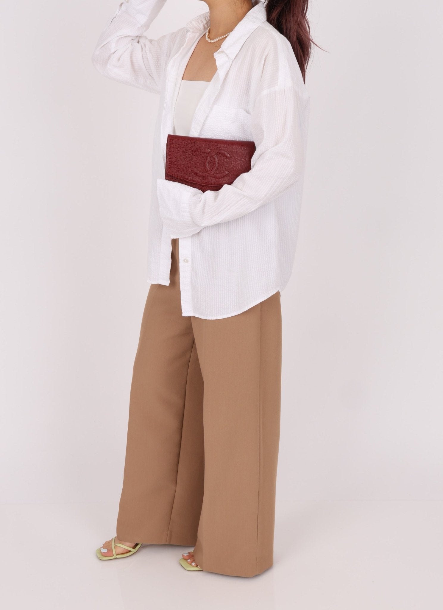 Chanel 2000 Caviar Bordeaux Wallet on Chain Matte GHW - FashioNica