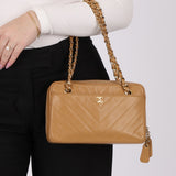 Chanel 2000 Caviar Chevron Zip Camera Bag Tote - FashioNica