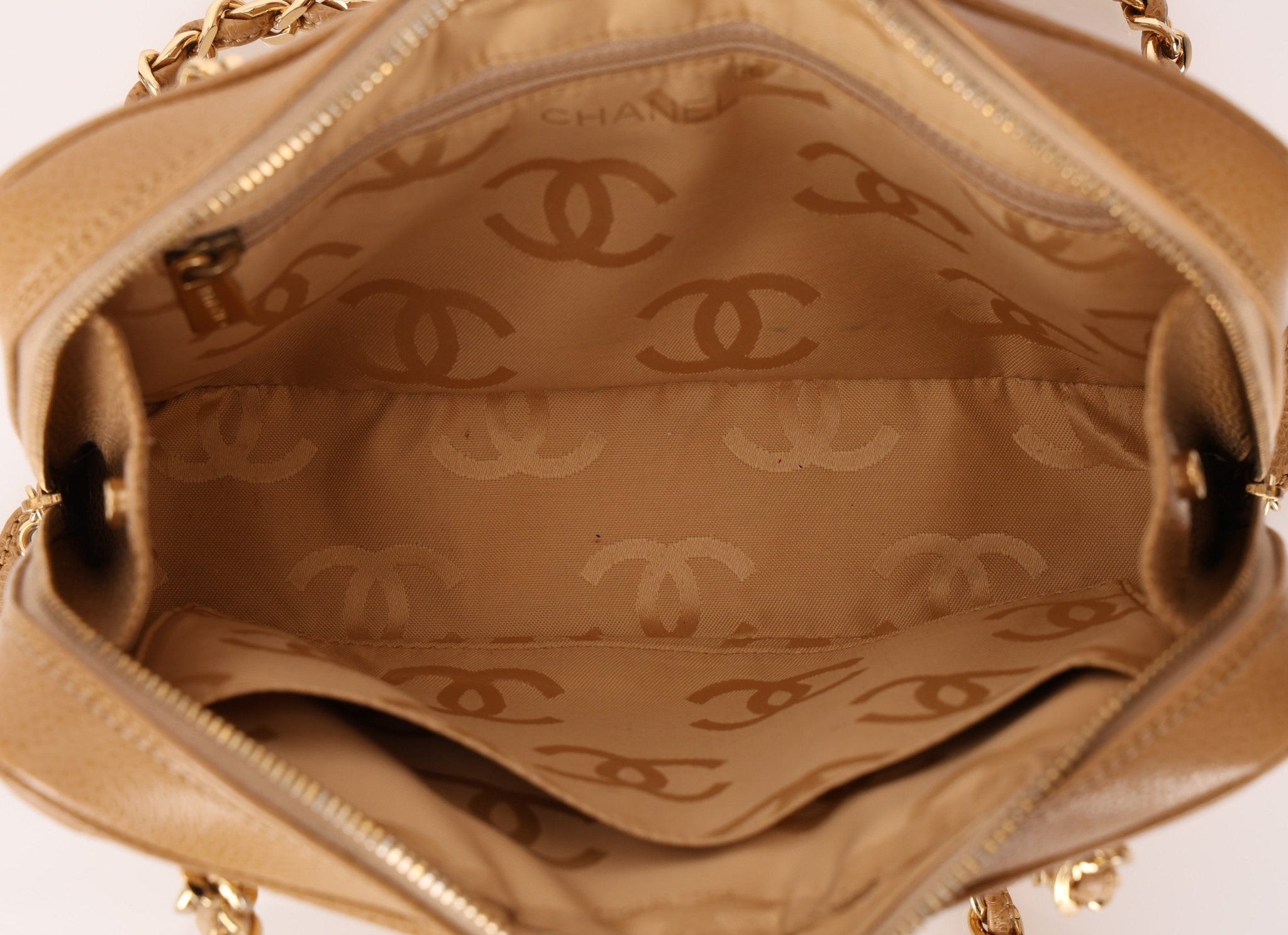 Chanel 2000 Caviar Chevron Zip Camera Bag Tote - FashioNica