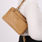 Chanel 2000 Caviar Chevron Zip Camera Bag Tote - FashioNica