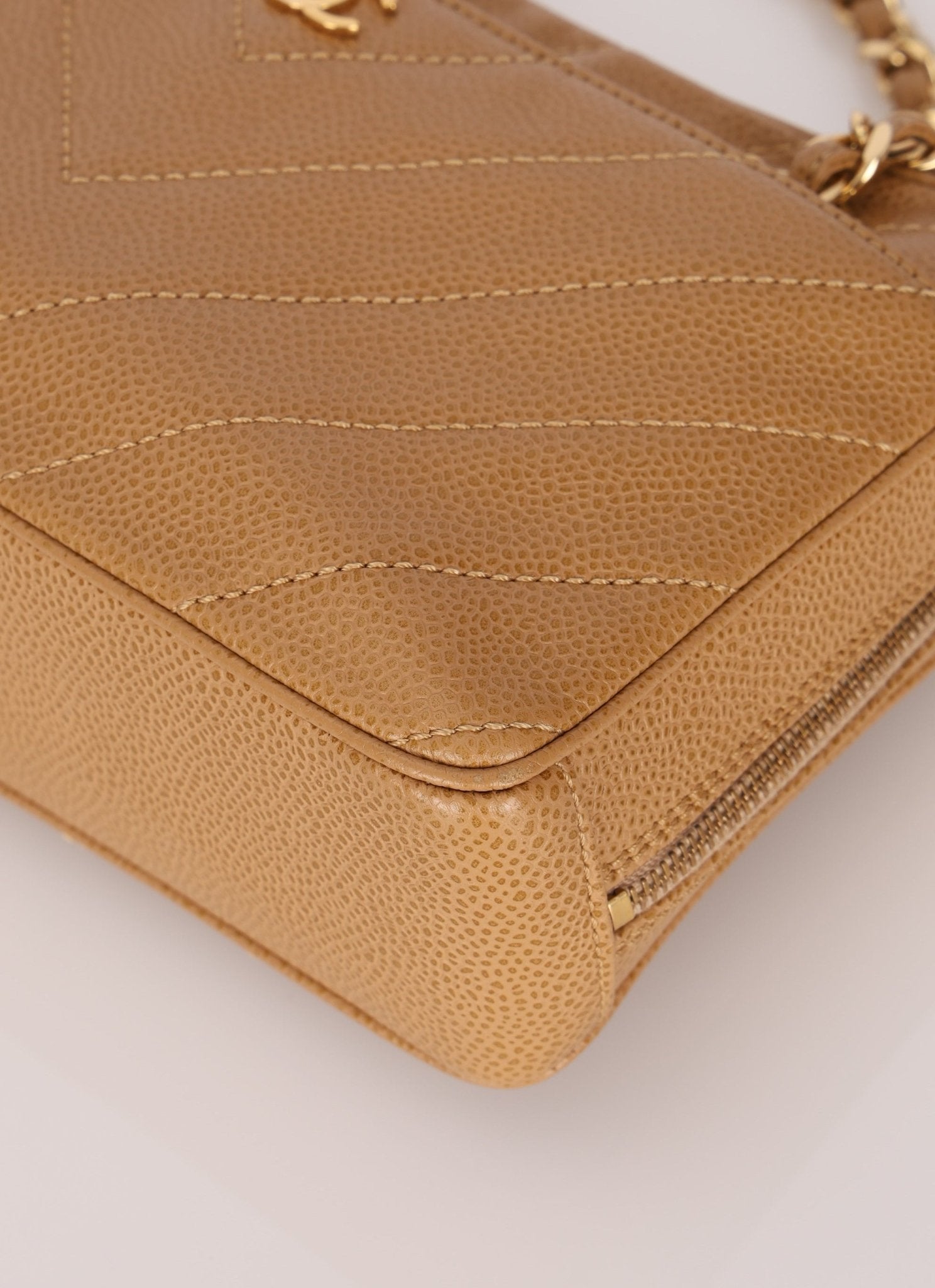 Chanel 2000 Caviar Chevron Zip Camera Bag Tote - FashioNica