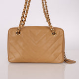 Chanel 2000 Caviar Chevron Zip Camera Bag Tote - FashioNica