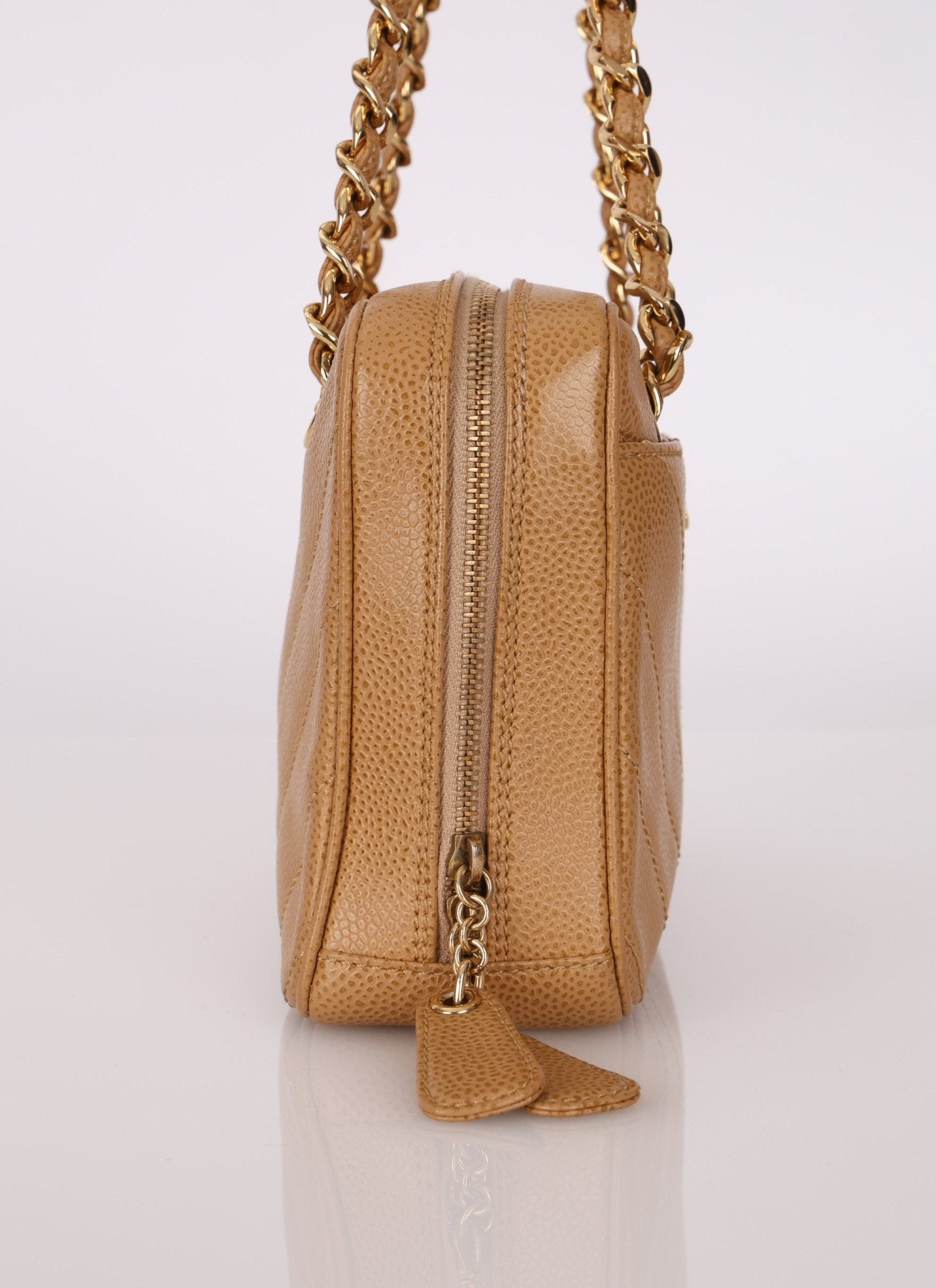 Chanel 2000 Caviar Chevron Zip Camera Bag Tote - FashioNica