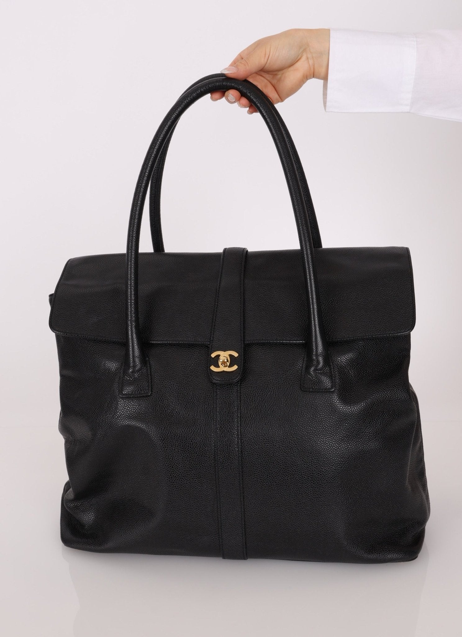 Chanel 2000 Caviar Large Turnlock Tote - FashioNica