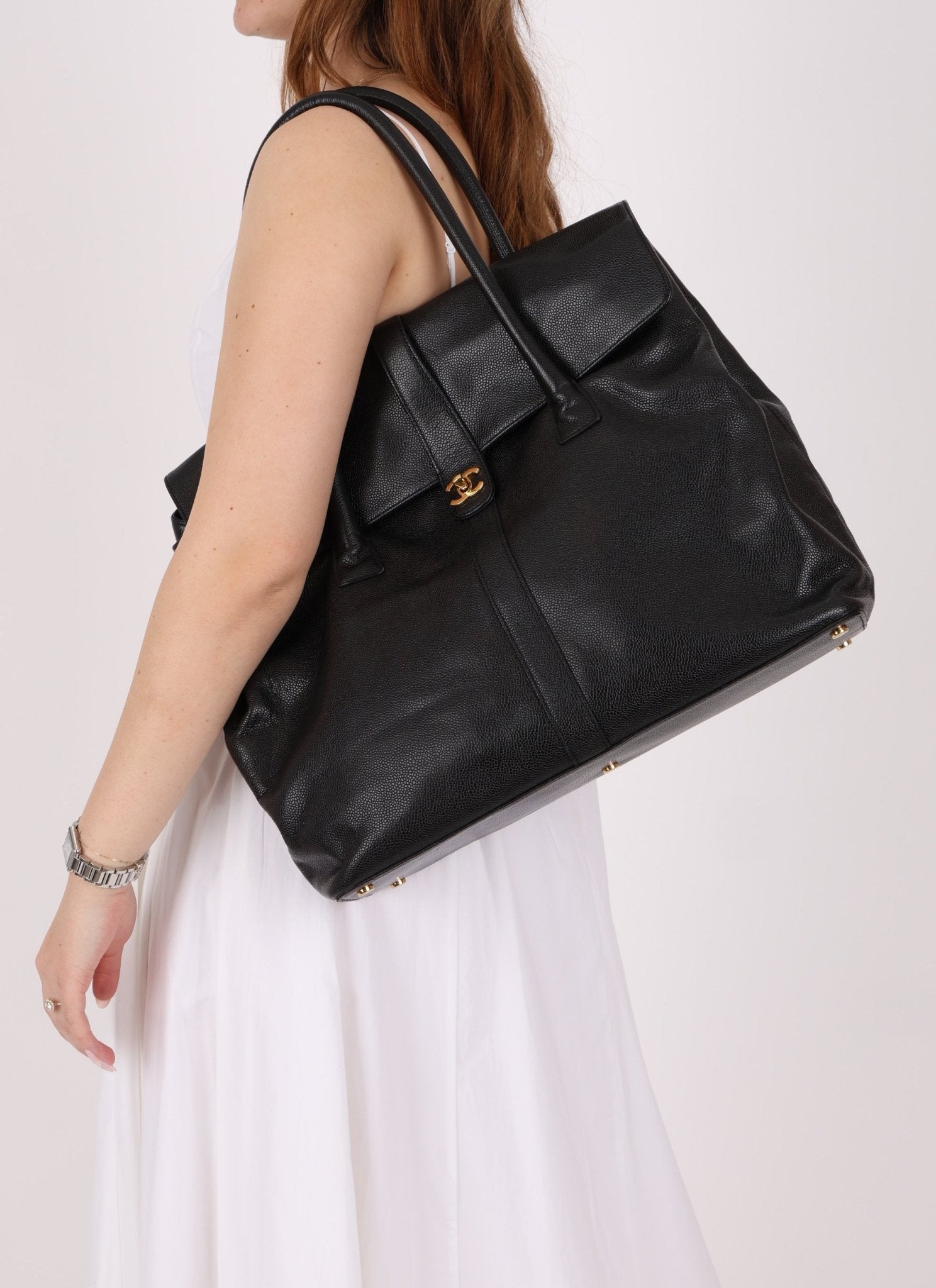 Chanel 2000 Caviar Large Turnlock Tote - FashioNica