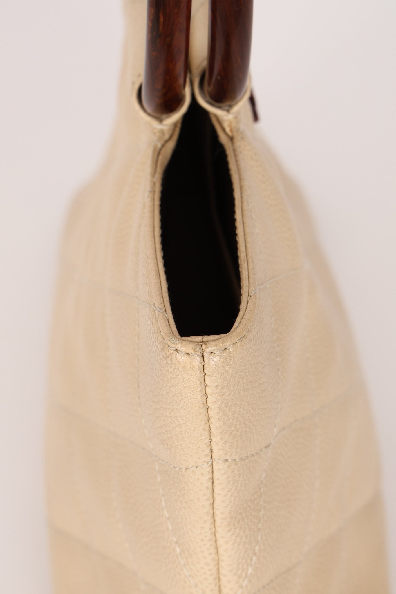 Chanel 2000 Cream Caviar Wood Acrylic Tote - FashioNica