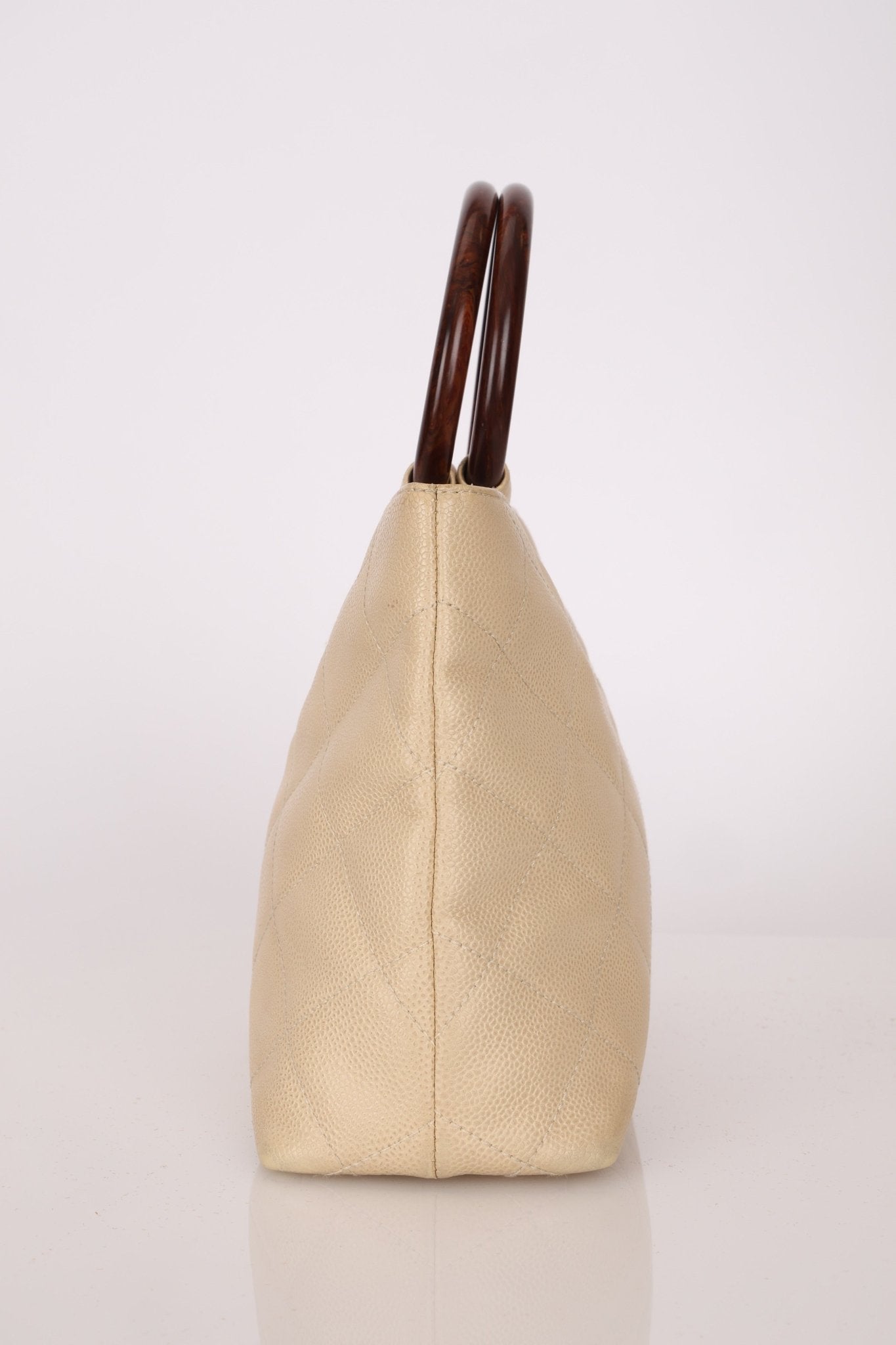 Chanel 2000 Cream Caviar Wood Acrylic Tote - FashioNica