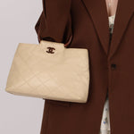 Chanel 2000 Cream Caviar Wood Acrylic Tote - FashioNica