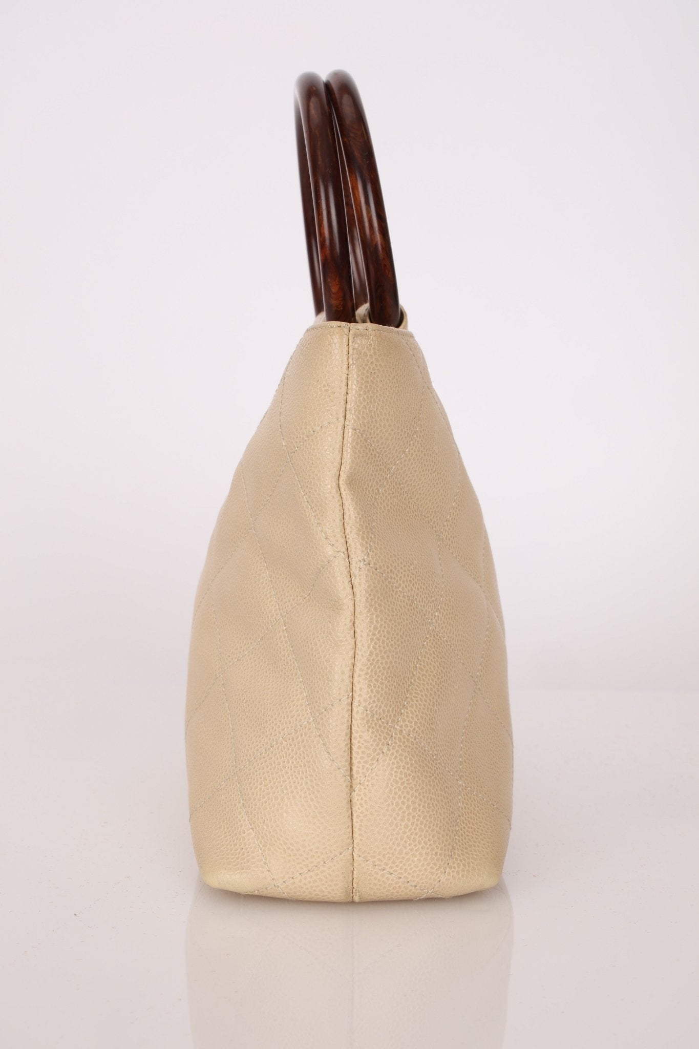 Chanel 2000 Cream Caviar Wood Acrylic Tote - FashioNica