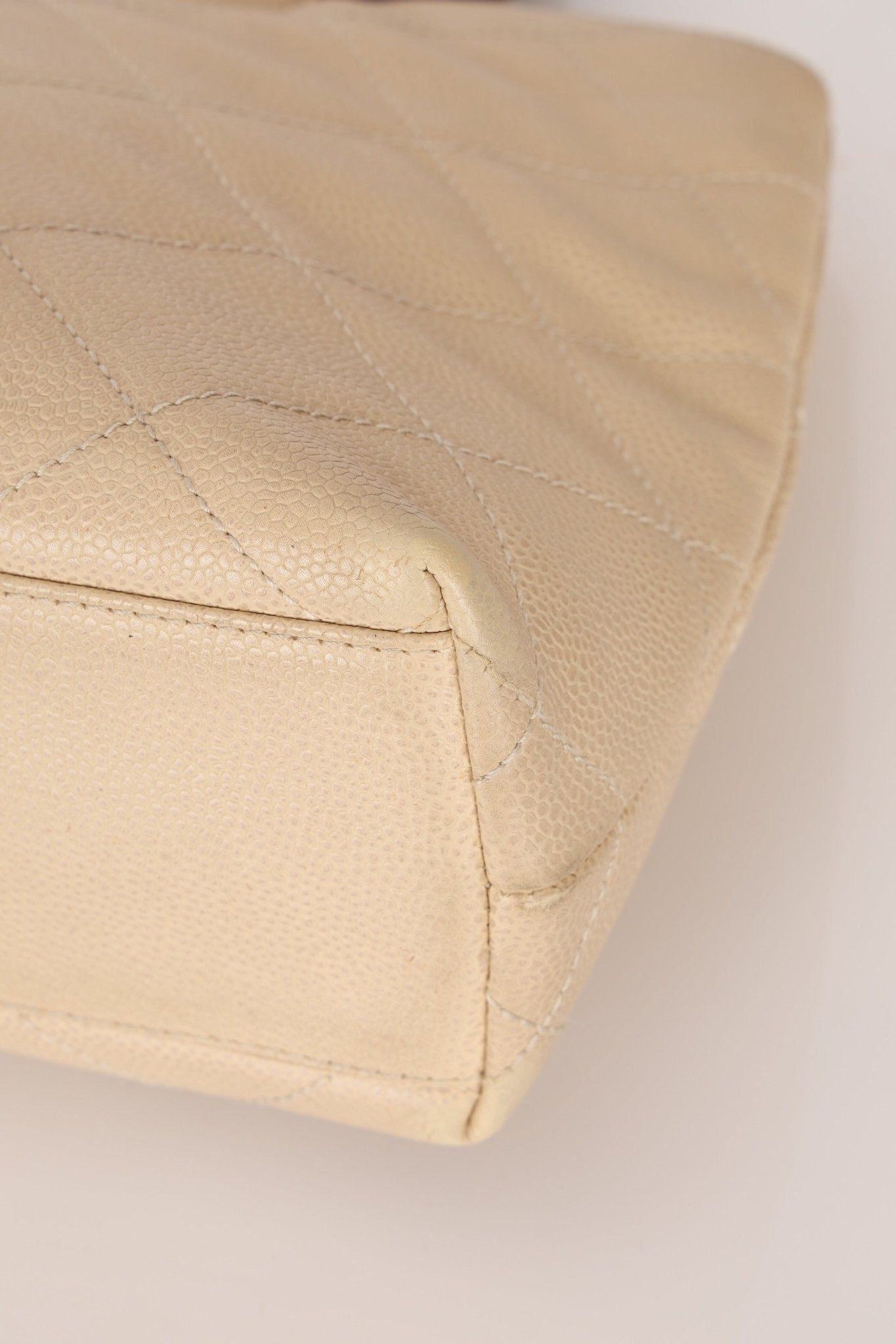 Chanel 2000 Cream Caviar Wood Acrylic Tote - FashioNica